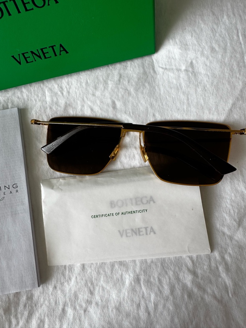 BOTTEGA VENETA BV1267S 002 Gold Metal Frame Brown Lens Sunglasses Summer - Picture 5 of 6